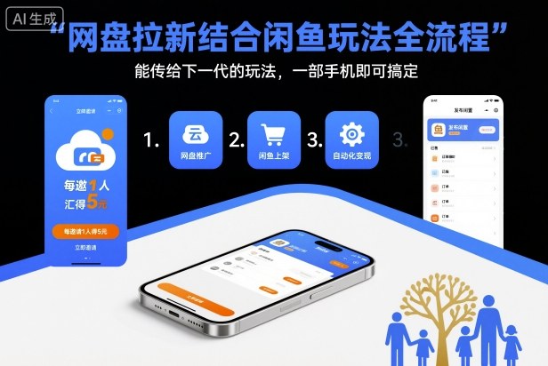 网盘拉新结合闲鱼玩法全流程，能传给下一代的玩法，一部手机即可搞定（附入口渠道以及实操教程）-九才资源网