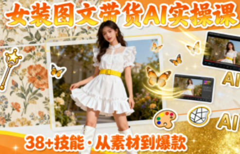 女装图文带货的AI实操课，覆盖38个实用技能，快速提升素材制作效率-九才资源网