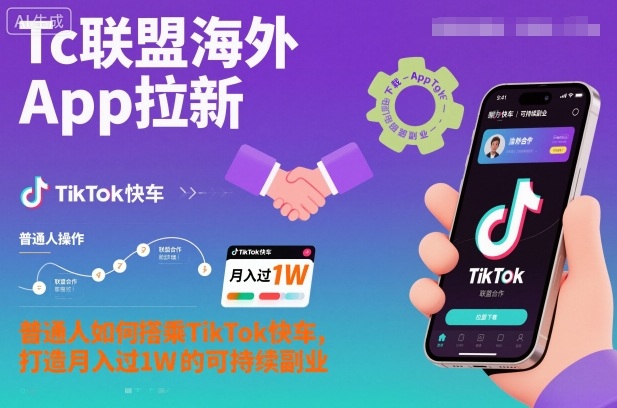 Tc联盟海外App拉新：普通人如何搭乘TikTok快车，打造月入过1W的可持续副业-九才资源网