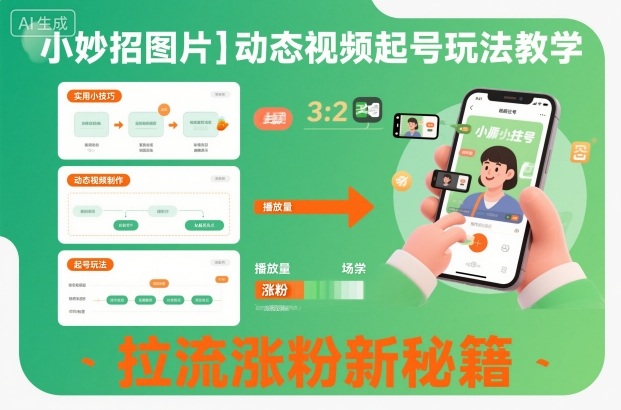 小妙招图片＋动态视频起号玩法教学，拉流涨粉新秘籍-九才资源网
