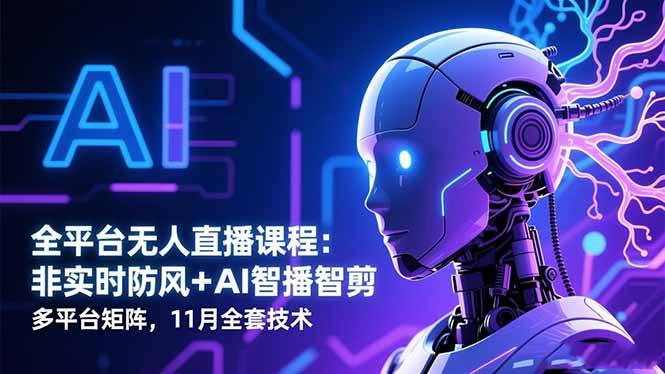 （16613期）全平台无人直播课程：非实时防风＋AI智播智剪＋多平台矩阵，11月全套技术-九才资源网