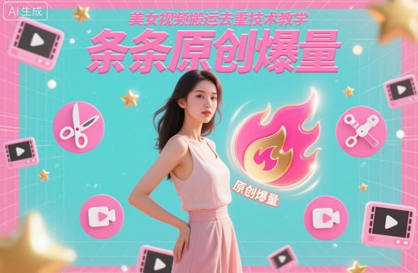 美女视频搬运去重技术教学，条条原创爆量-九才资源网