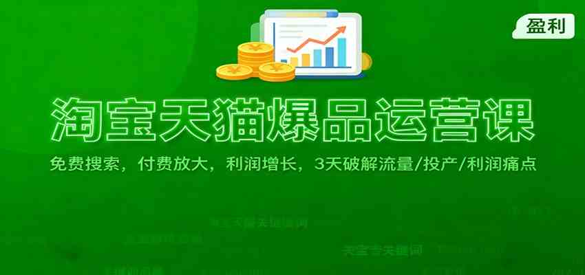 淘宝天猫爆品运营课：免费搜索，付费放大，利润增长，3 天破解流量/ 投产/利润痛点-九才资源网