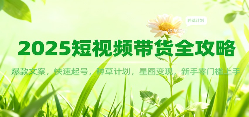 2025短视频带货全攻略：爆款文案，快速起号，种草计划，星图变现，新手零门槛上手-九才资源网