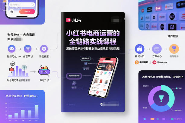 小红书电商运营的全链路实战课程，系统覆盖从账号搭建到商业变现的完整流程-九才资源网
