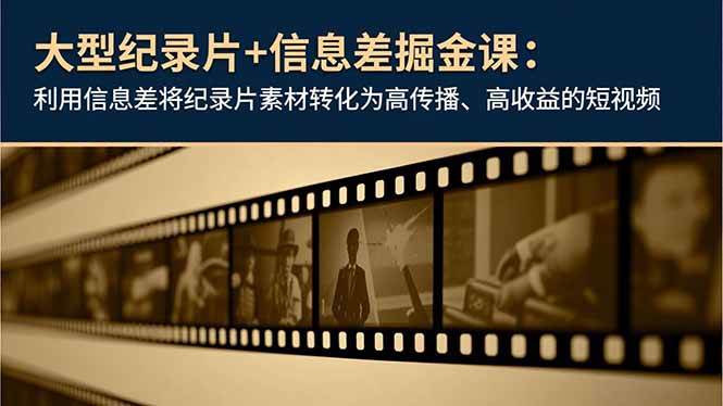 （16741期）大型纪录片+信息差掘金课：利用信息差将纪录片素材转化为高传播、高收益的短视频-九才资源网
