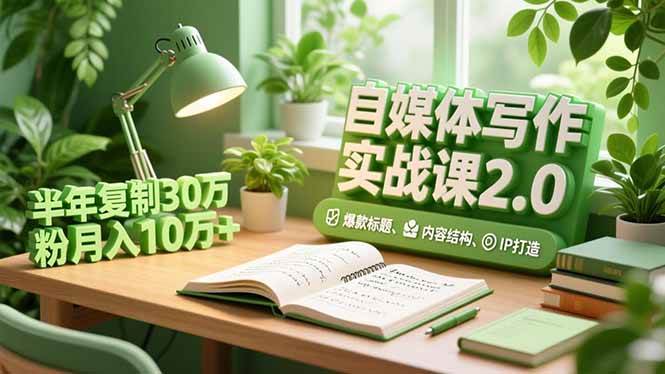（16734期）自媒体写作实战课2.0，爆款标题、内容结构、IP打造，半年复制30万粉月入10万+-九才资源网
