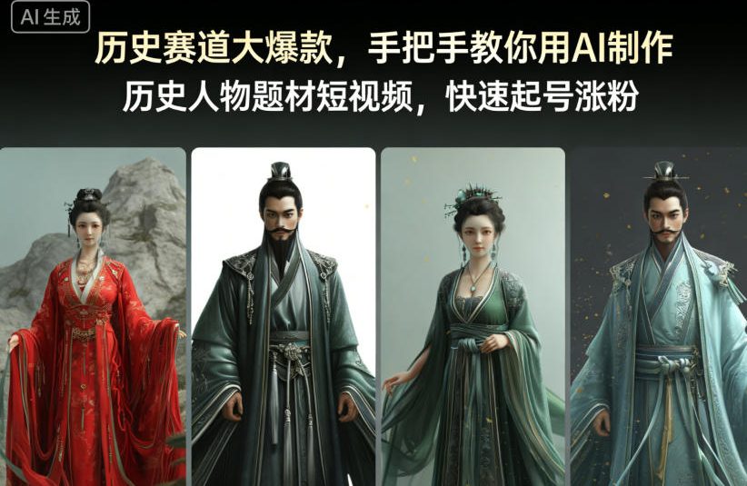 历史赛道大爆款，手把手教你用AI制作历史人物题材短视频，快速起号涨粉-九才资源网