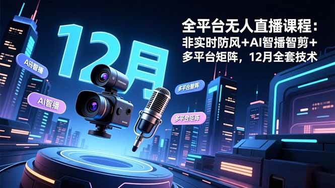 （16754期）全平台无人直播课程：非实时防风＋AI智播智剪＋多平台矩阵，12月全套技术-九才资源网