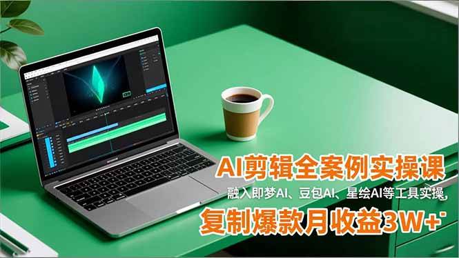 （16770期）AI剪辑全案例实操课，融入即梦AI、豆包AI、星绘AI等工具实操，复制爆款月收益3W+-九才资源网