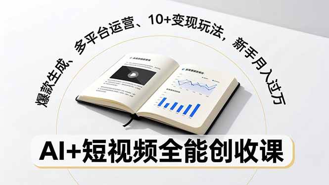 （16773期）AI+短视频全能创收课，爆款生成、多平台运营、10+变现玩法，新手月入过万-九才资源网