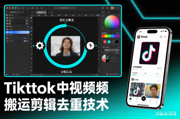 Tiktok中视频纯搬运剪辑去重技术，外来技术，自行测试-九才资源网
