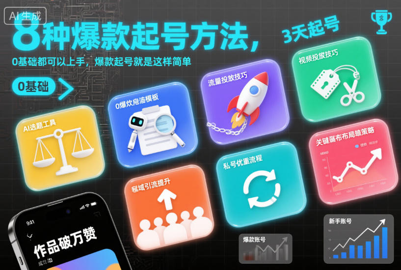 8种爆款起号方法，0基础都可以上手，爆款起号就是这样简单-九才资源网