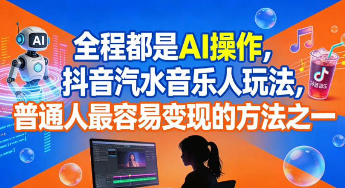 全程都是AI操作，抖音汽水音乐人玩法，普通人最容易变现的方法之一-九才资源网