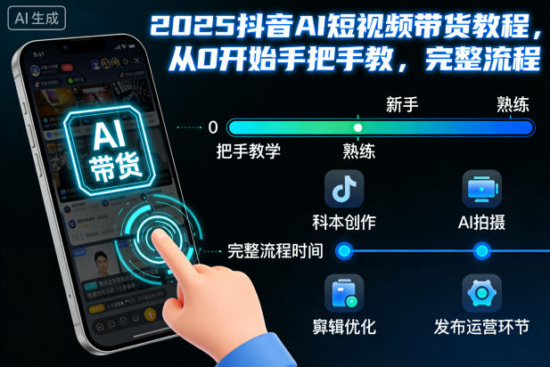 2025抖音AI短视频带货教程，从0开始手把手教，完整流程-九才资源网