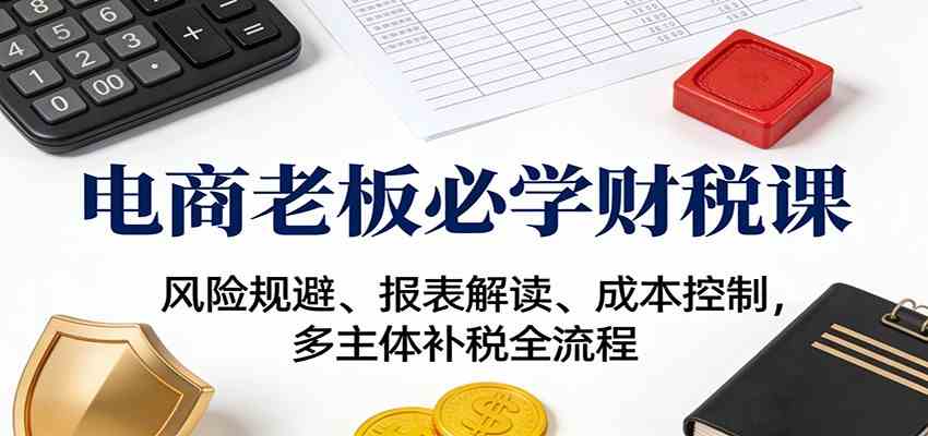 电商老板必学财税课：风险规避、报表解读、成本控制，多主体补税全流程-九才资源网