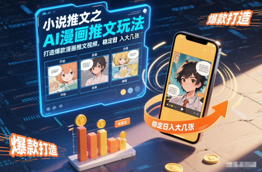小说推文之AI漫画推文玩法，打造爆款漫画推文视频，稳定日入大几张-九才资源网