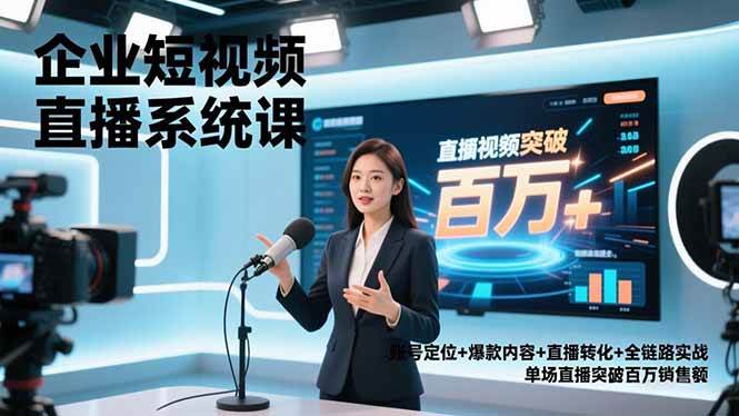（16878期）企业短视频直播系统课，账号定位+爆款内容+直播转化+全链路实战，单场直播突破百万销售额-九才资源网