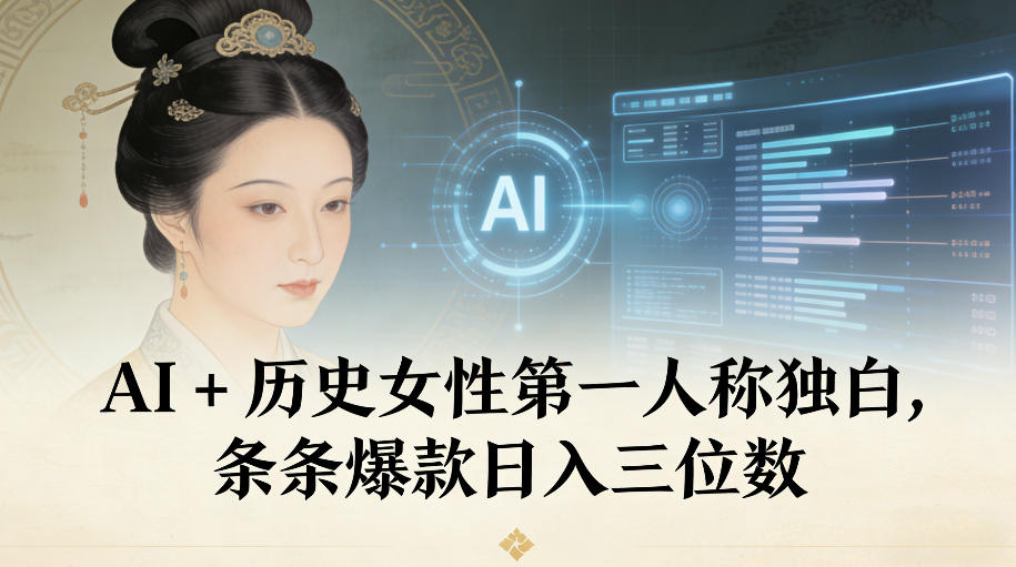 AI+历史女性第一人称独白，条条爆款日入三位数-九才资源网