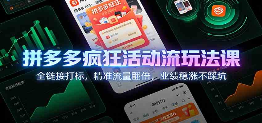 拼多多疯狂活动流玩法课：全链接打标，精准流量翻倍，业绩稳涨不踩坑-九才资源网