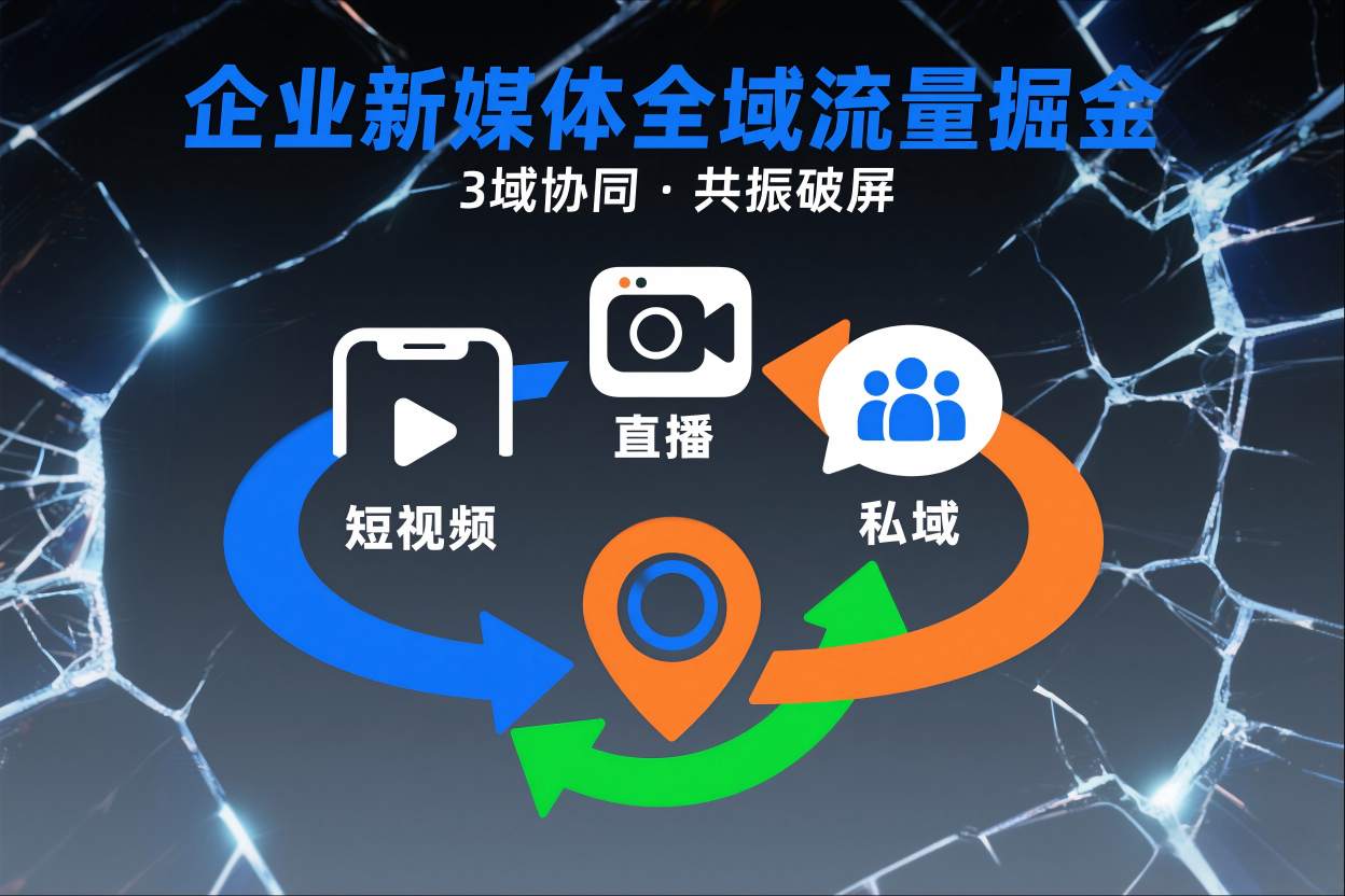 短视频全域商业模式，企业新媒体全域流量掘金，3域协同，共振破屏，短视频-直播-私域-地域-九才资源网