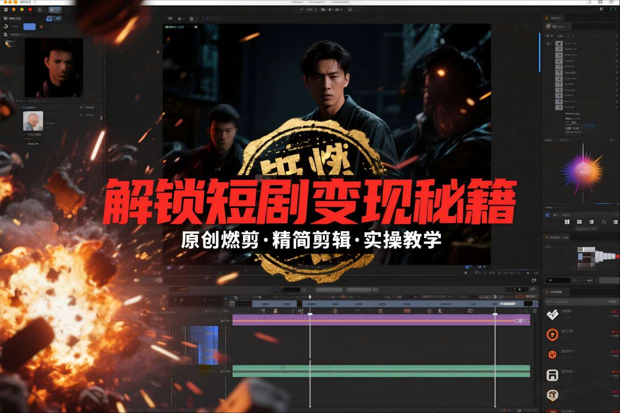 短剧拉新之原创燃剪精简剪辑实操课，解锁短剧变现秘籍-九才资源网