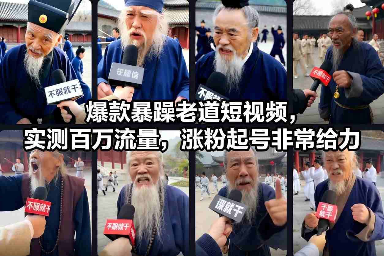 爆款暴躁老道短视频，实测百万流量，涨粉起号非常给力-九才资源网