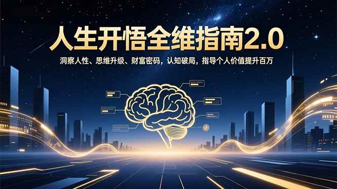 （16898期）人生开悟全维指南2.0：洞察人性、思维升级、财富密码，认知破局，指导个人价值提升百万-九才资源网