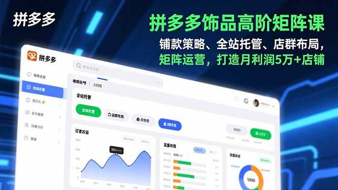 （16915期）拼多多饰品高阶矩阵课，铺款策略、全站托管、店群布局，矩阵运营，打造月利润5万+店铺-九才资源网