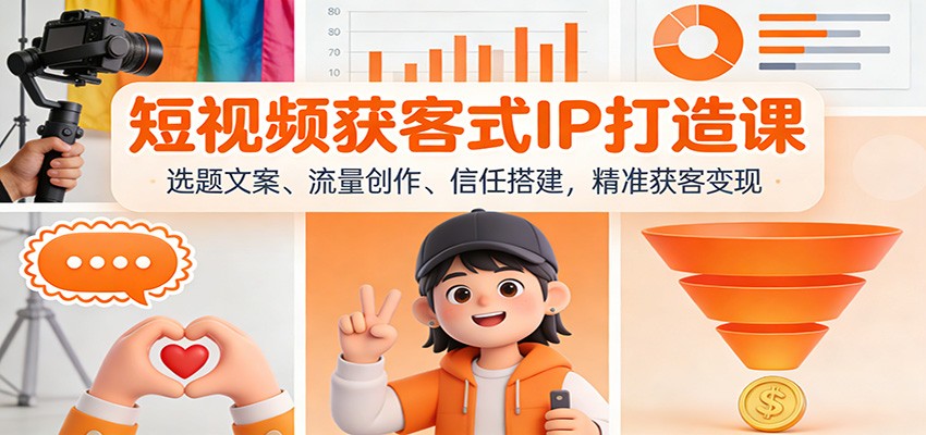 短视频获客式IP打造课：选题文案、流量创作、信任搭建，精准获客变现-九才资源网