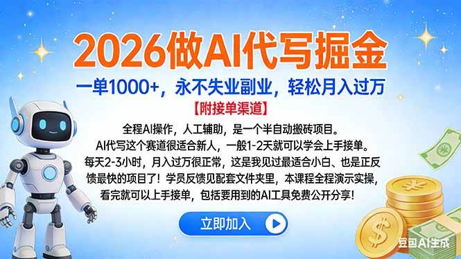 （16924期）2026做AI代写掘金，一单1000+，永不失业副业，轻松月入过万-九才资源网