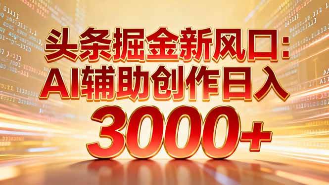 （16923期）头条掘金新风口：AI辅助创作日入3000+，矩阵玩法当天启动隔天见效-九才资源网