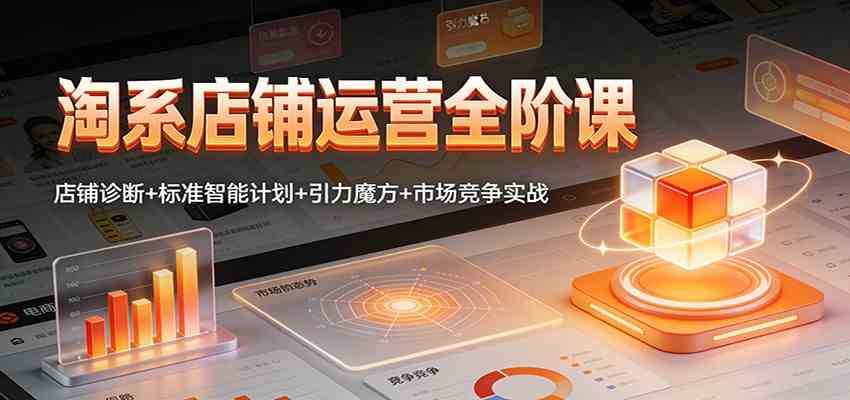 淘系店铺运营全阶课：店铺诊断+标准智能计划+引力魔方+市场竞争实战-九才资源网