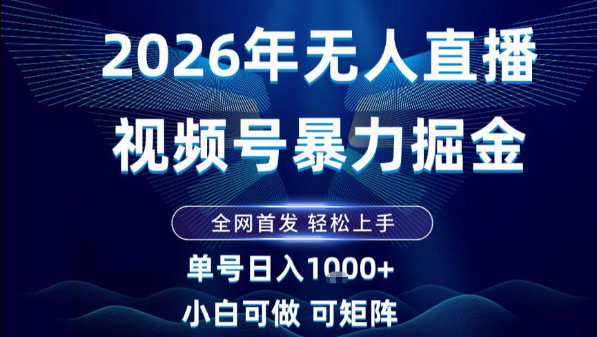 2026最新视频号无人直播掘金，全网首发，小白可以玩，长期稳定日入1k+【揭秘】-九才资源网