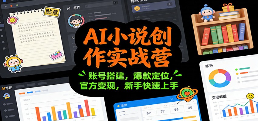 AI小说创作实战营：账号搭建，爆款定位，官方变现，新手快速上手-九才资源网