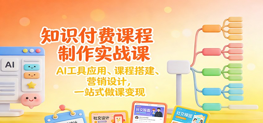 知识付费课程制作实战课：AI工具应用 、课程搭建、营销设计，一站式做课变现-九才资源网