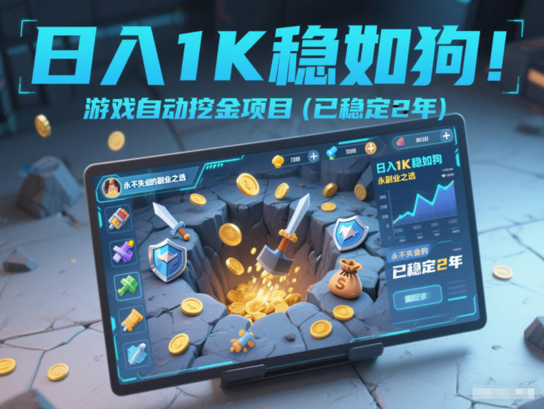 日入1K稳如狗！游戏自动挖金项目（已稳定2年），永不失业的副业之选【揭秘】-九才资源网