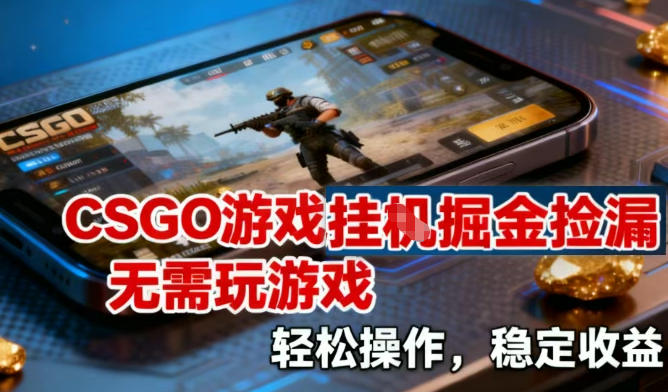CSGO游戏挂G掘金捡漏，不需要玩游戏，操作简单，收益稳定【揭秘】-九才资源网