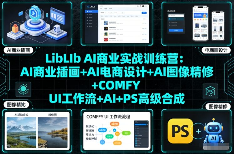 LibLIb AI商业实战训练营：AI商业插画+AI电商设计+AI图像精修+COMFY UI工作流+AI+PS高级合成-九才资源网