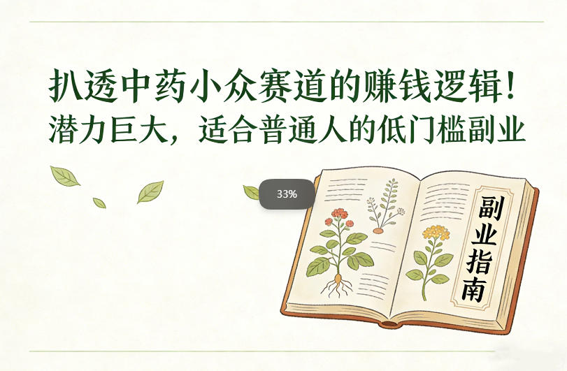 扒透中药小众赛道的賺米逻辑，潜力巨大，适合普通人的低门槛副业-九才资源网