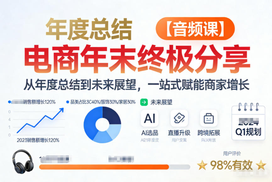 电商年未终极分享，从年度总结到未来展望，一站式赋能商家增长【音频课】-九才资源网