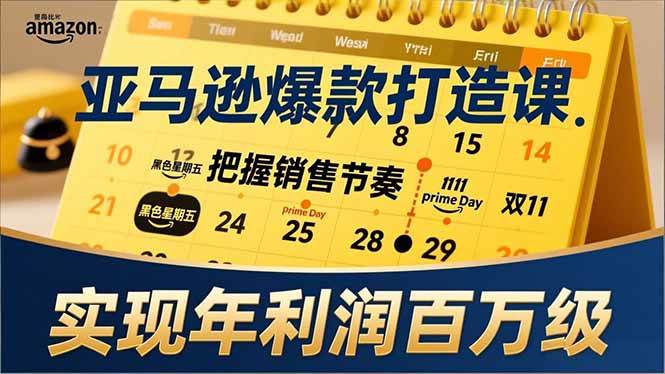 （17021期）亚马逊爆款打造课，大促节点、全年规划、淡旺季打法，把握销售节奏，实现年利润百万级-九才资源网