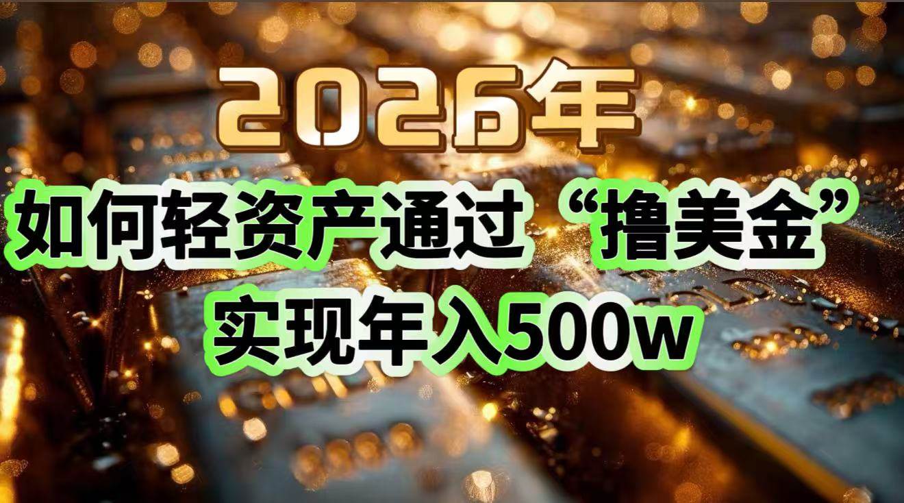 （17033期）2026年如何轻资产通过“撸美金”实现年入500w-九才资源网
