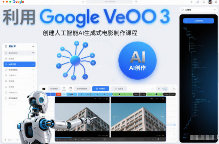 利l用Google Veo 3创建人工智能AI生成式电影制作课程，使用人工智能的力量创建令人惊叹的视频-九才资源网