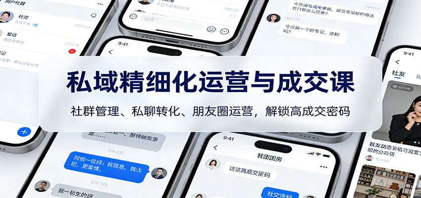 私域精细化运营与成交课：社群管理、私聊转化、朋友圈运营，解锁高成交密码-九才资源网