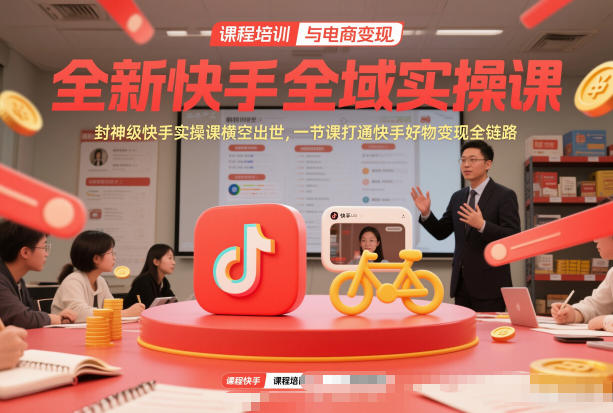 全新快手全域实操课，封神级快手实操课横空出世，一节课打通快手好物变现全链路-九才资源网