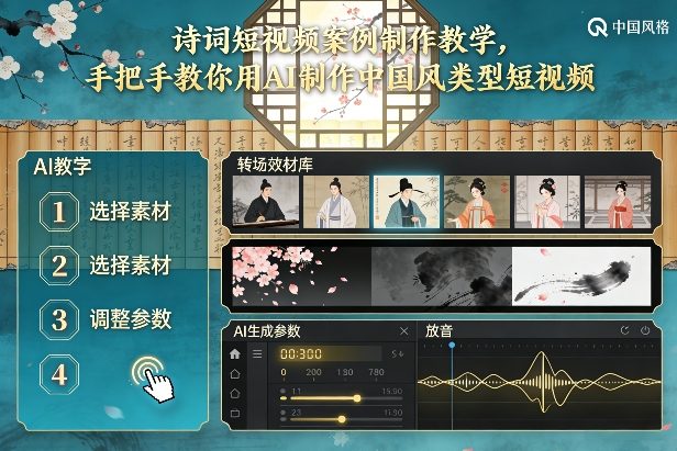 古诗词短视频案例制作教学，手把手教你用AI制作中国风类型短视频-九才资源网