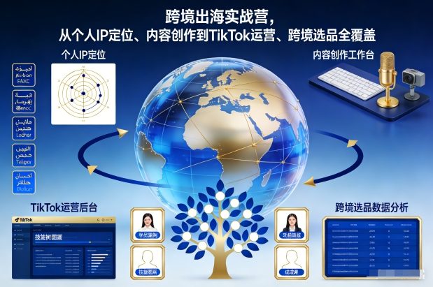 跨境出海实战营，从个人IP定位、内容创作到TikTok运营、跨境选品全覆盖-九才资源网