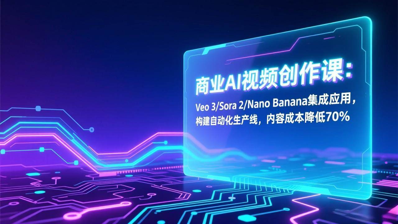 （17070期）商业AI视频创作课：Veo 3/Sora 2/Nano Banana集成应用，构建自动化生产线，内容成本降低70%-九才资源网