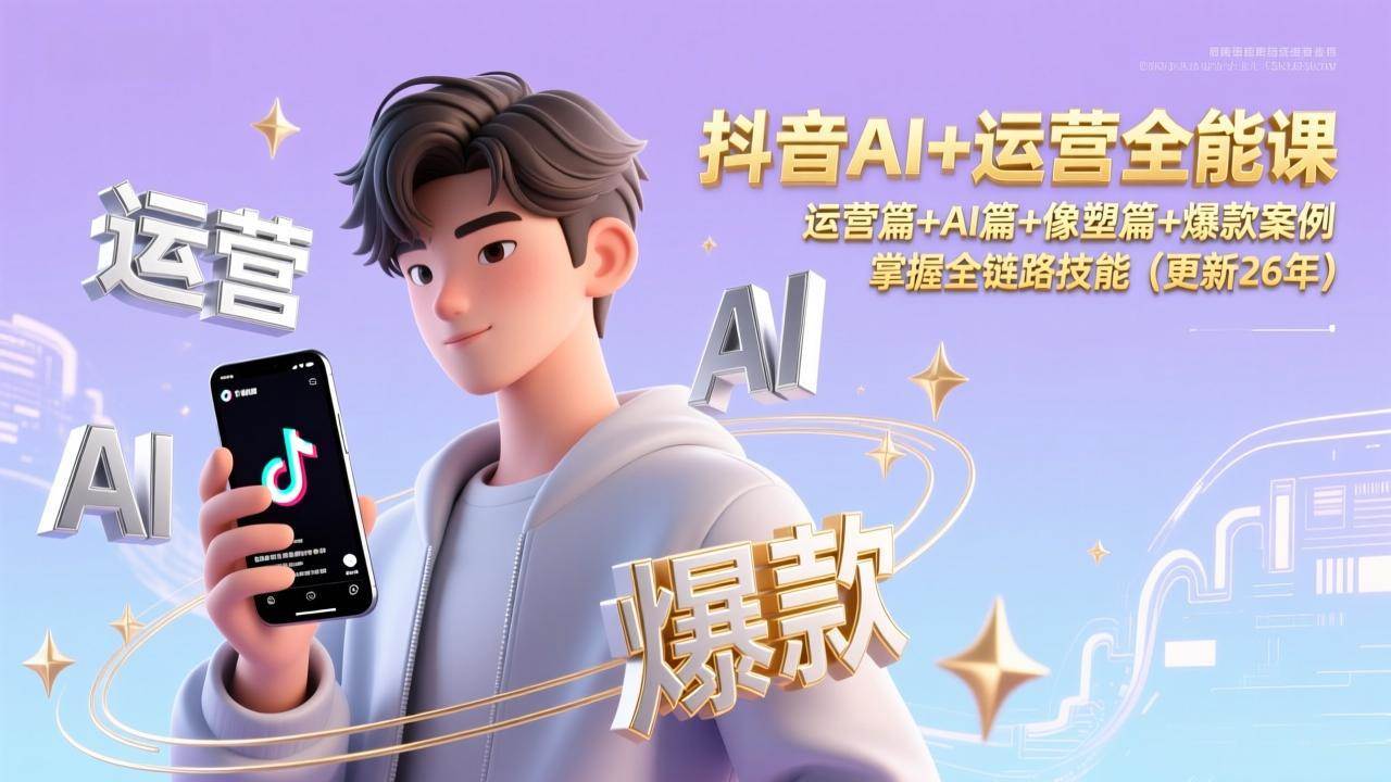 （17078期）抖音AI+运营全能课，运营篇+AI篇+像塑篇+爆款案例，掌握全链路技能（更新26年）-九才资源网